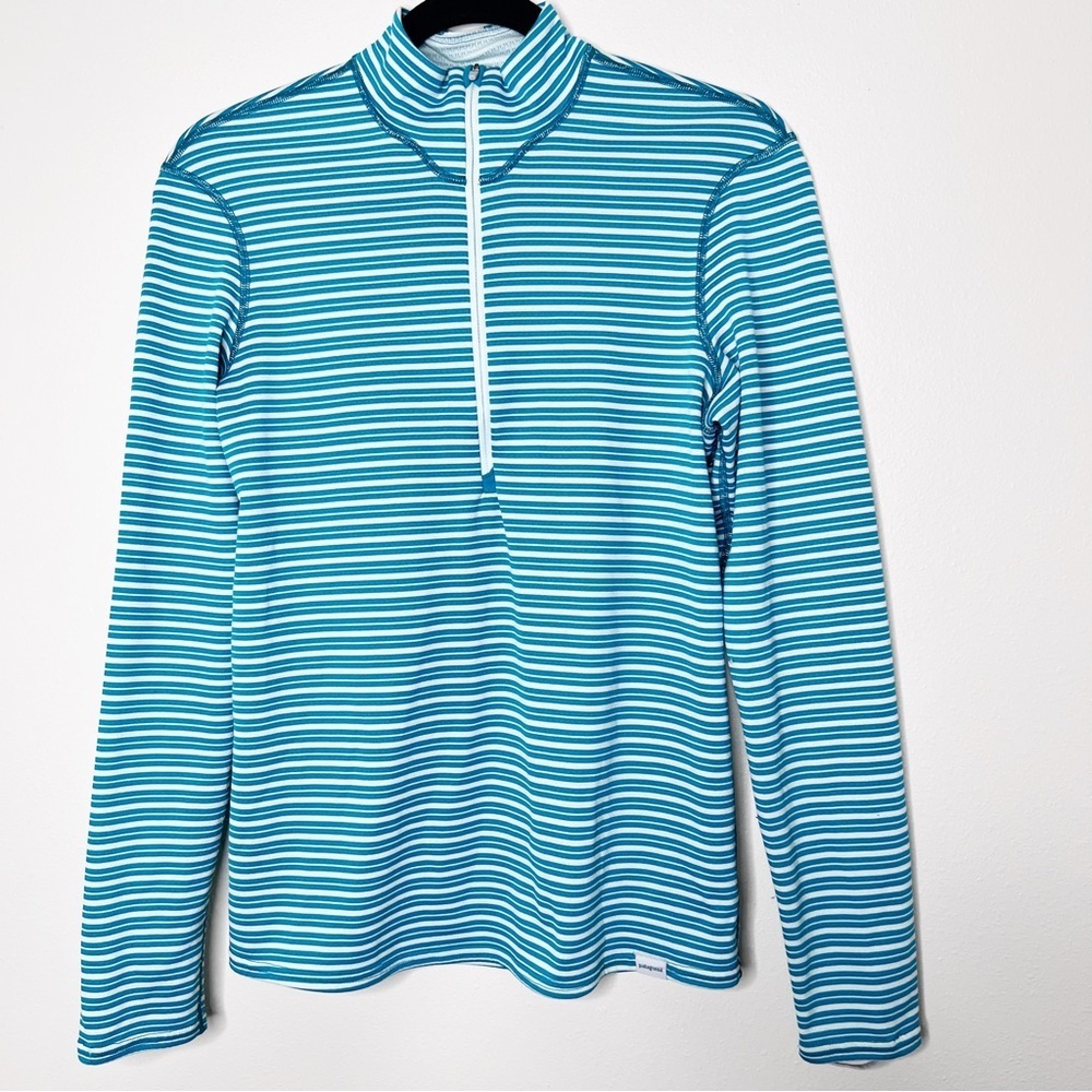 Patagonia Capilene 3 Midweight Zip Neck Sweater Size Medium Women’s Blue White